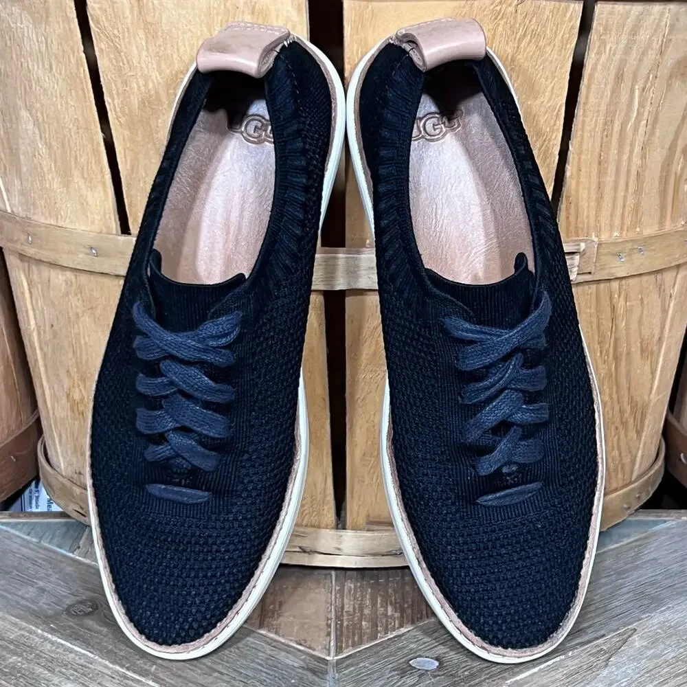 UGG Sidney Knit Black Fabric 1095092 Minimalist Sneakers Shoes Womens Size 7.5